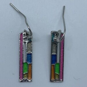 New multicolored square geometric fashion earrings